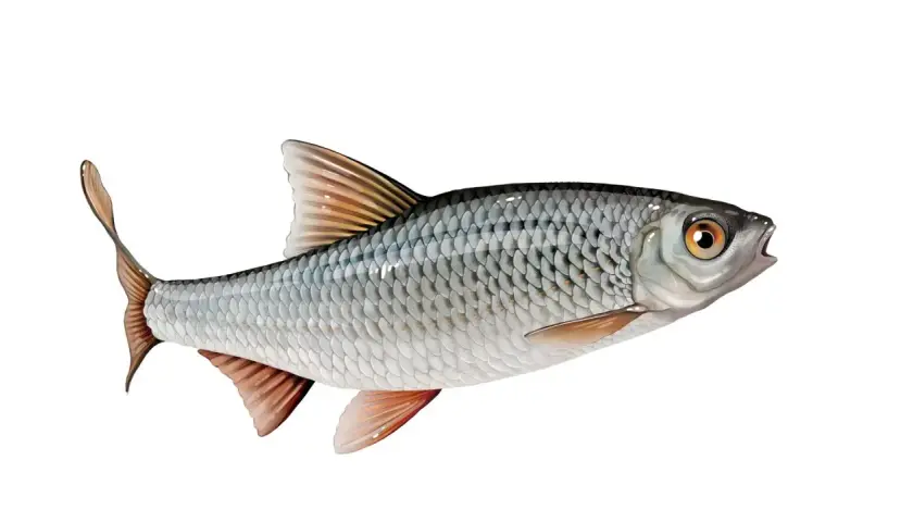 Srebrzysta płoć z otwartym pyskiem, gotowa do złapania. Idealna przynęta na to, na co bierze płoć.